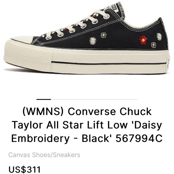 Converse All star platform daisy embroidered 7.5 new with out box. - Picture 2 of 7